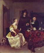 Gerard ter Borch the Younger A Woman playing a Theorbo to Two Men USA oil painting artist